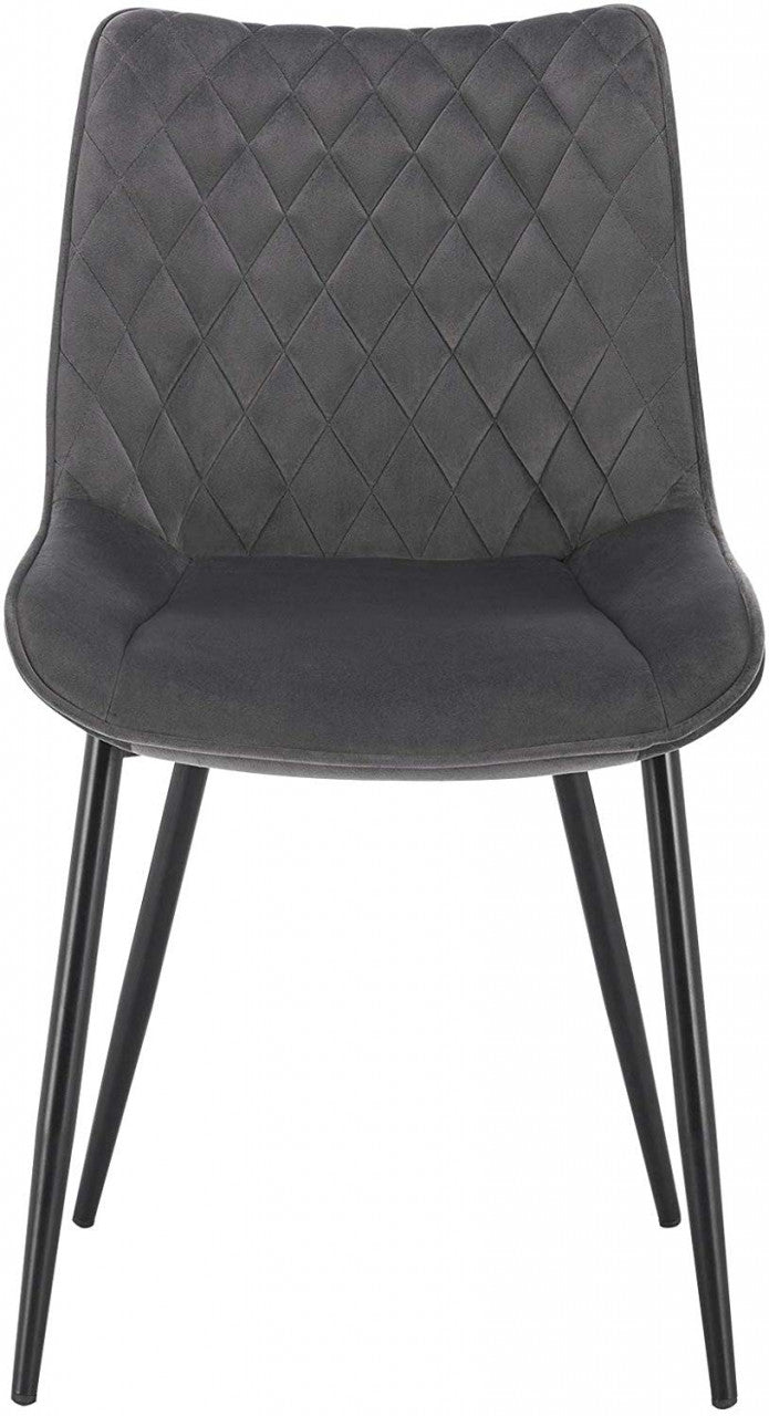 24goodz Set of 2 Dining Chairs - Ergonomic Comfort - Durable Velvet Upholstery - Dark Grey - dgr
