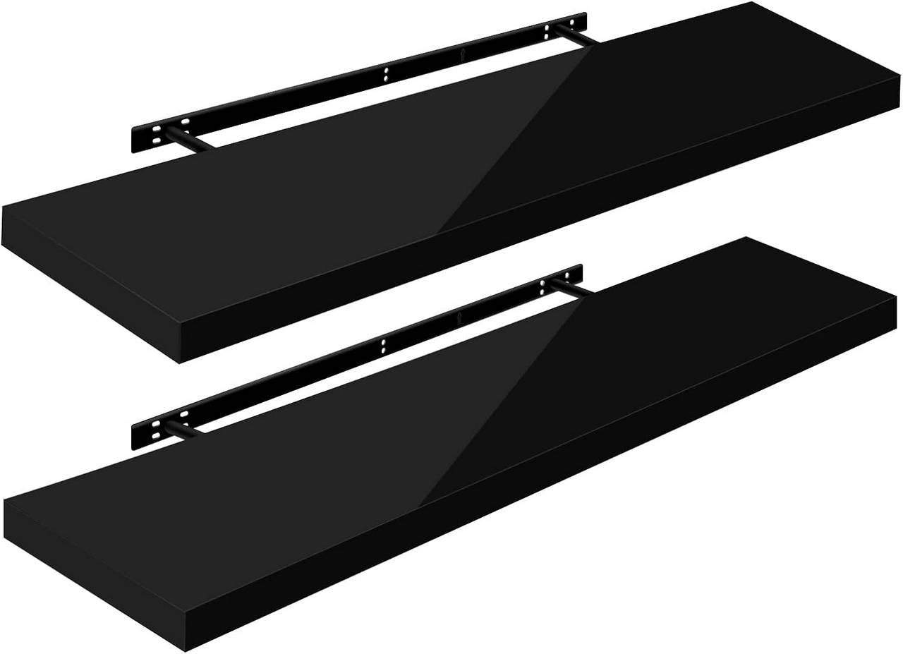 24goodz Floating Shelves Set of 2 - Versatile for Any Room - High-Quality MDF - For Home Decor - White 110x22.9x3.8cm - sz