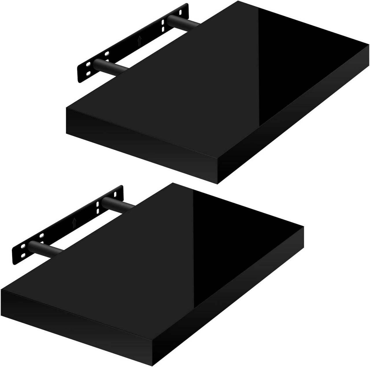 24goodz Set of 2 Floating Shelves - High-Quality MDF - Easy Installation - White - 40x22.9x3.8cm - sz