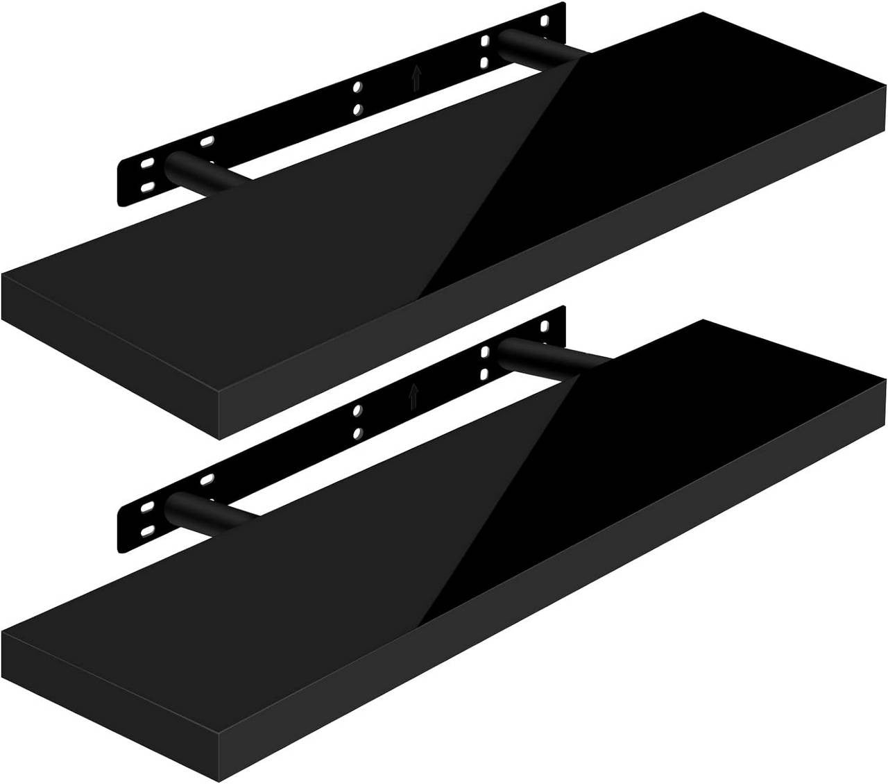 24goodz Set of 2 Floating Wall Shelves - High-Quality MDF - Easy to Mount - For Home & Office - White 70x22.9x3.8cm - sz