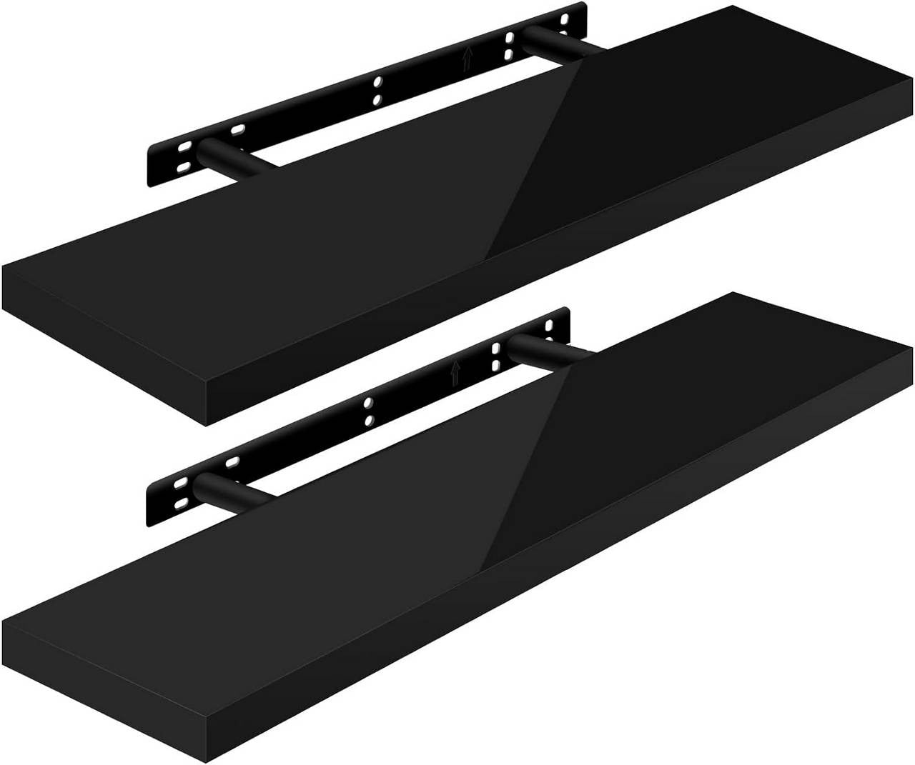 24goodz Set of 2 Floating Shelves - High-Quality MDF - Easy to Mount - White - 90x22.9x3.8cm - sz