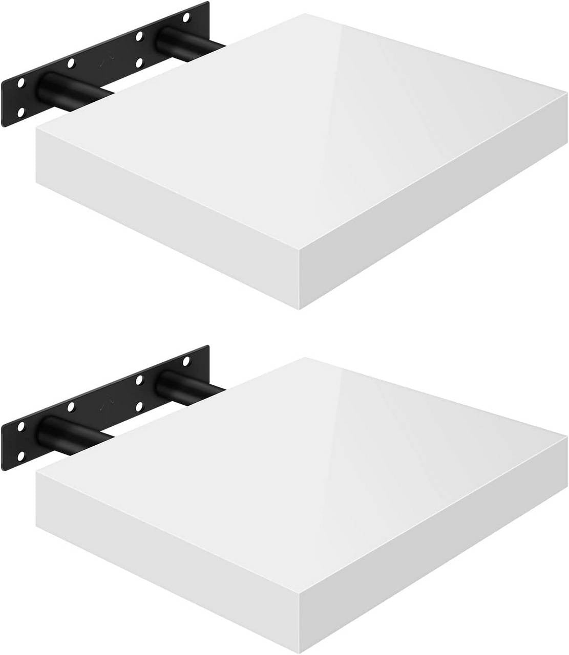 24goodz Floating Wall Shelves Set of 2 - Versatile for Any Room - High-Quality MDF - White - 25x22.9x3.8cm - ws