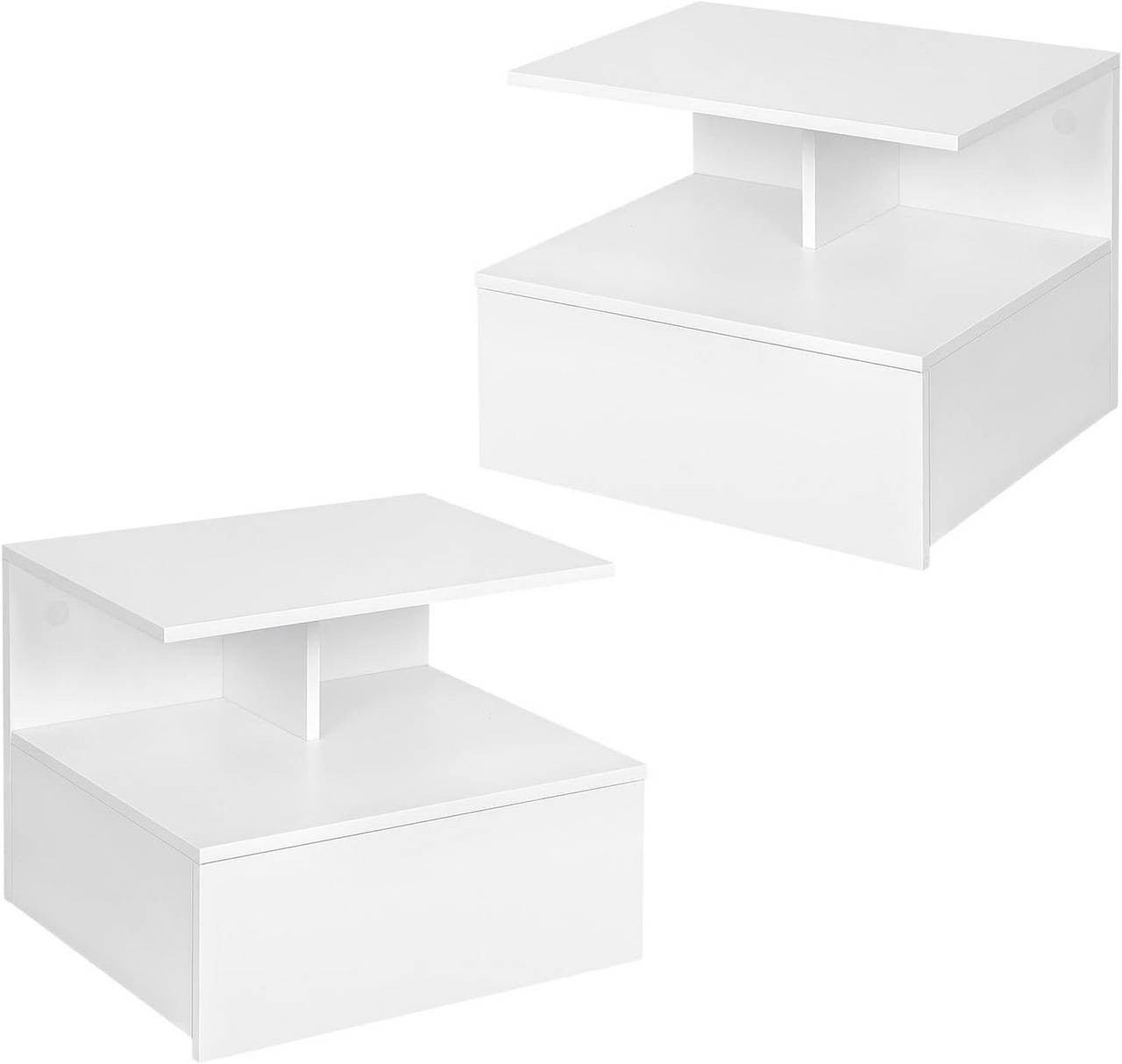 24goodz Wall-Mounted Nightstand - Space-Saving Design - Durable E1 Wood - For Modern Living - White