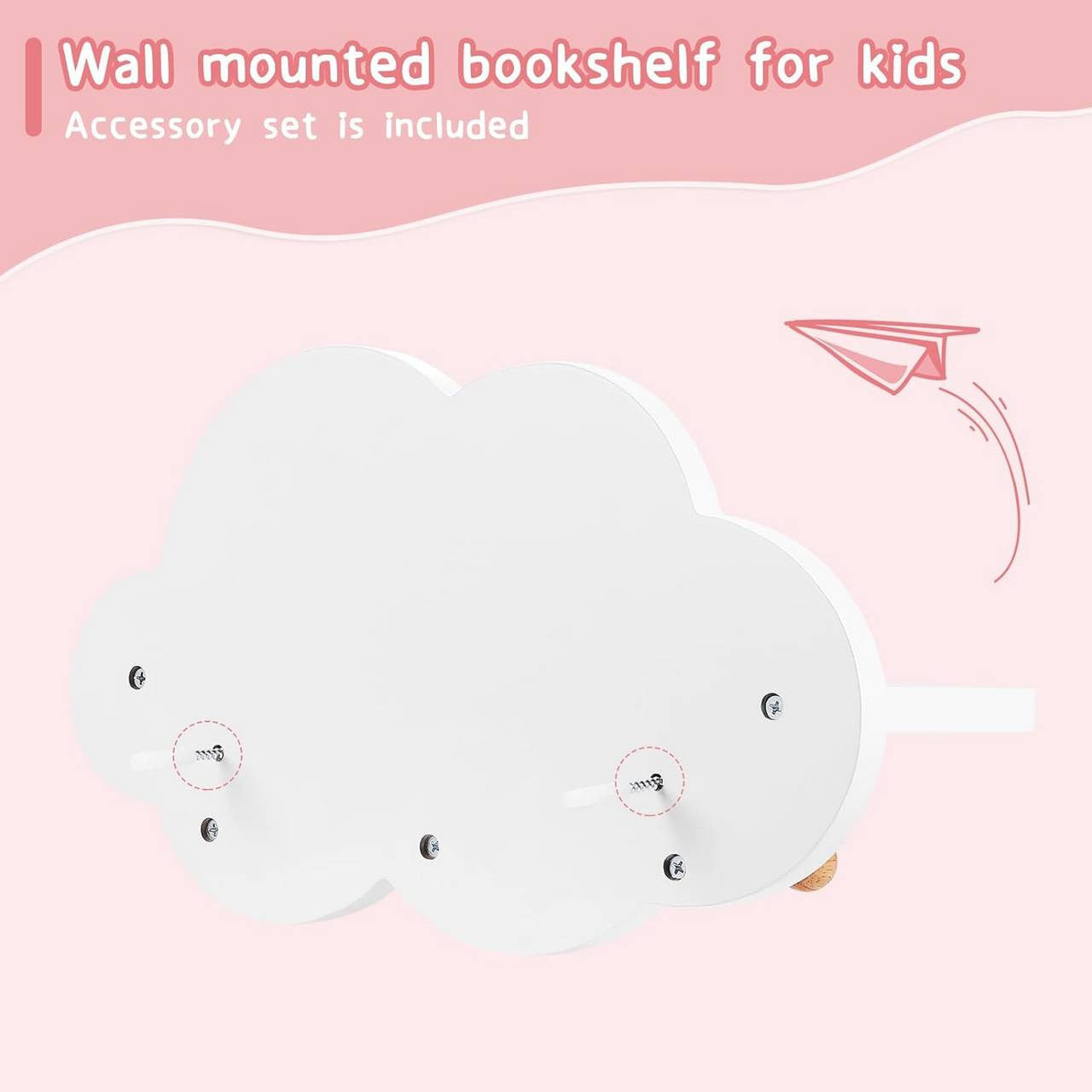 24goodz Cloud Shelf Set - Encourages Creativity - Safe and Easy to Clean - E1 MDF - For Children - White