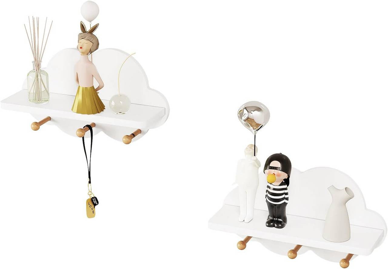 24goodz Cloud Shelf Set - Encourages Creativity - Safe and Easy to Clean - E1 MDF - For Children - White