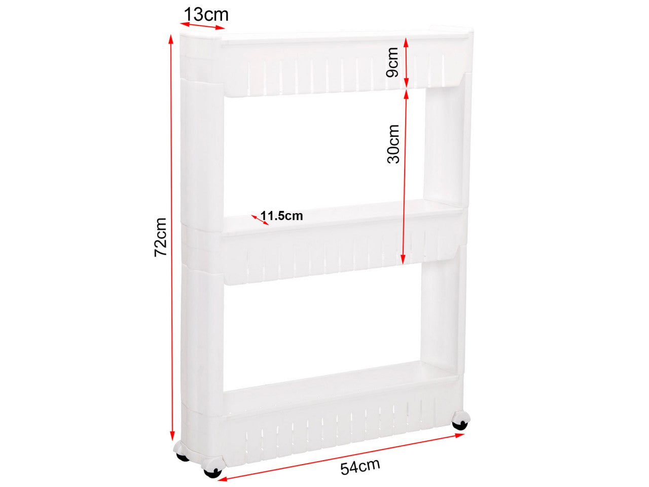 24goodz 3-Tier Kitchen Trolley - Space-Saving Design - Lightweight and Mobile - Polypropylene - White - ws