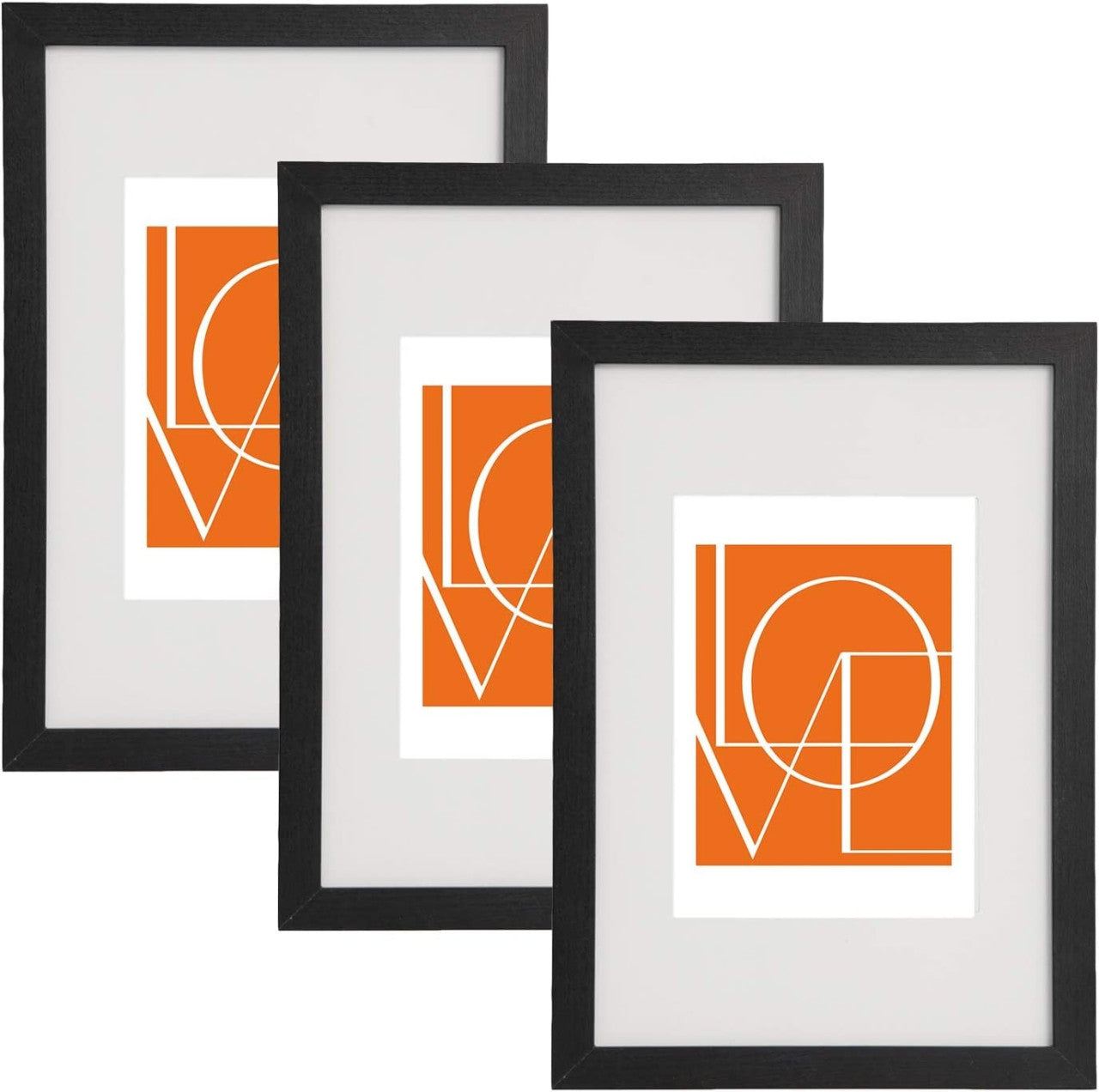 24goodz Set of 3 Photo Frames - Versatile Display Options - MDF - For Home Decor Lovers - Black 15x20 cm - sz