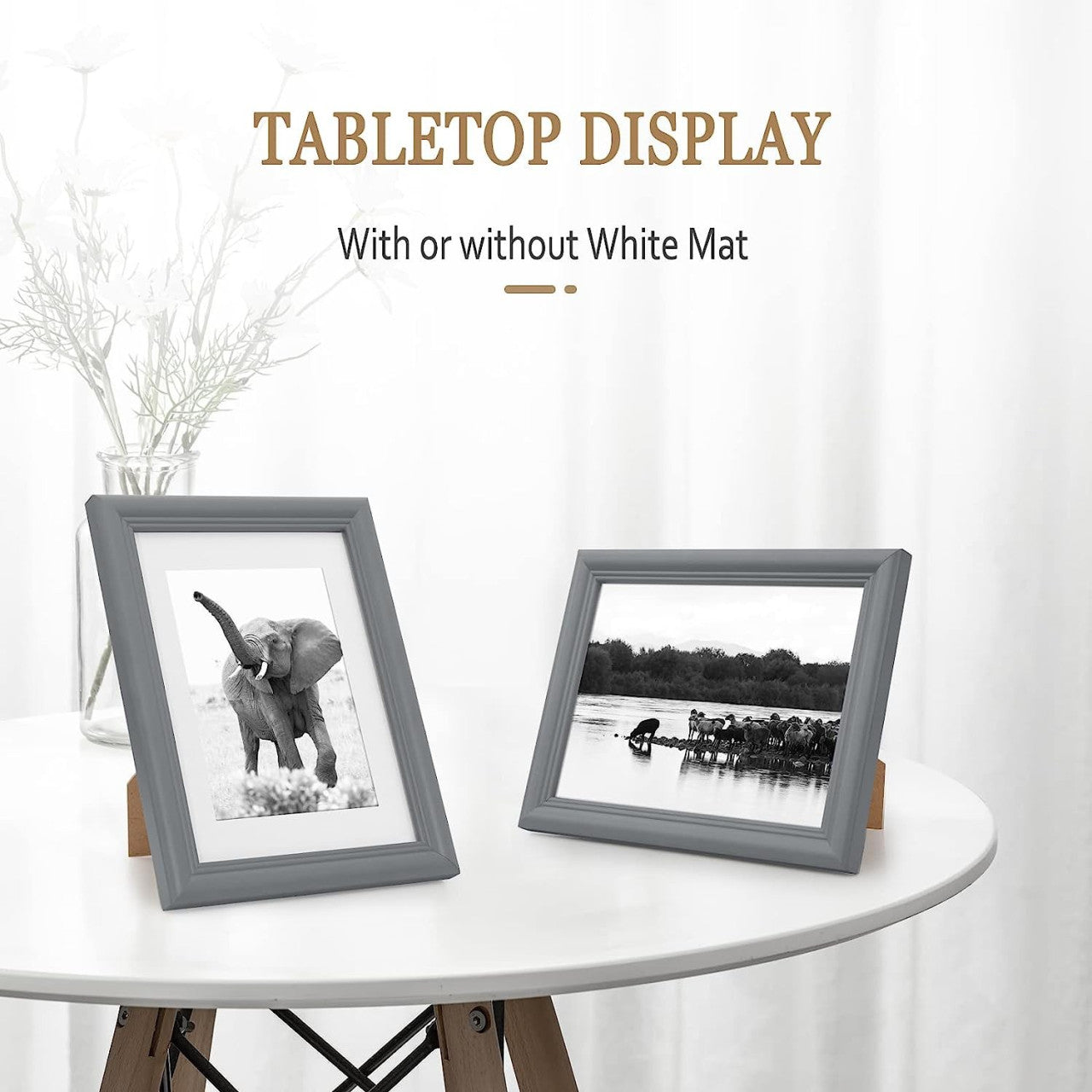 24goodz Set of 3 Wooden Photo Frames with Real Glass - Durable and Versatile - Solid Wood + Glass - Grey - 20x30 cm