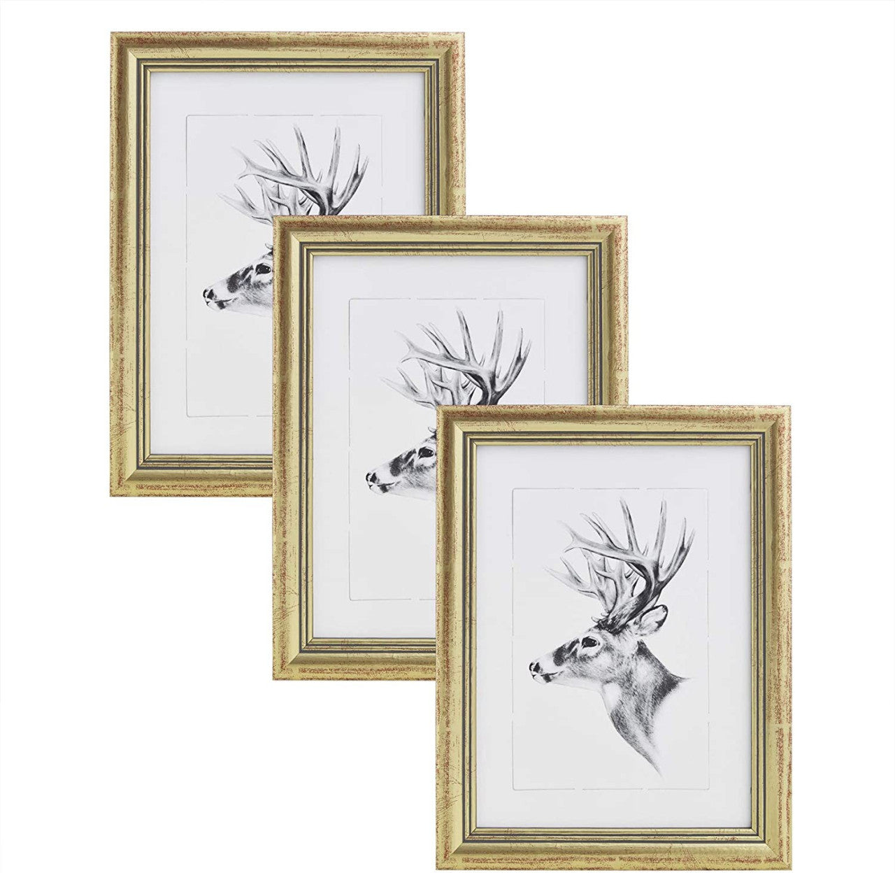 24goodz Set of 3 Wooden Picture Frames - Durable Solid Wood - Versatile Hanging Options - 10x15 cm - Multi-Colour Options