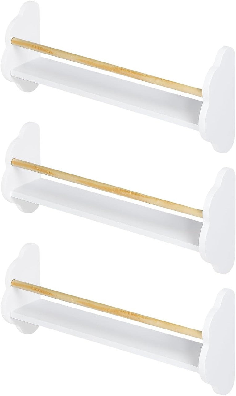 24goodz Set of 3 Children's Bookshelves - Charming Cloud Design - E1 MDF and Pine Wood - For Kids - White