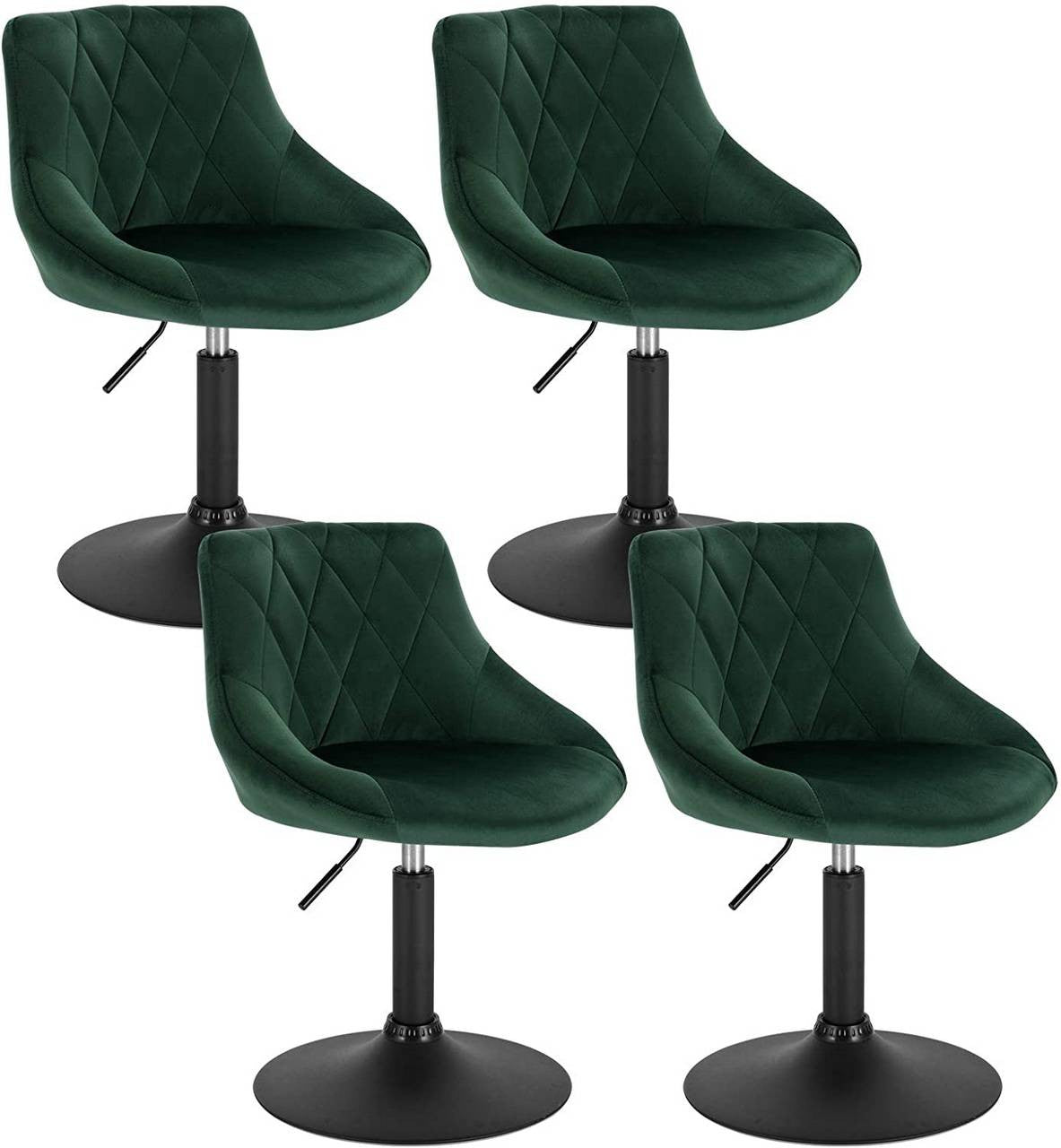 24goodz Velvet Bar Stool with Backrest - Comfortable and Ergonomic - Stable and Safe - Metal Frame - For Home and Kitchen - Dark Green - dgn