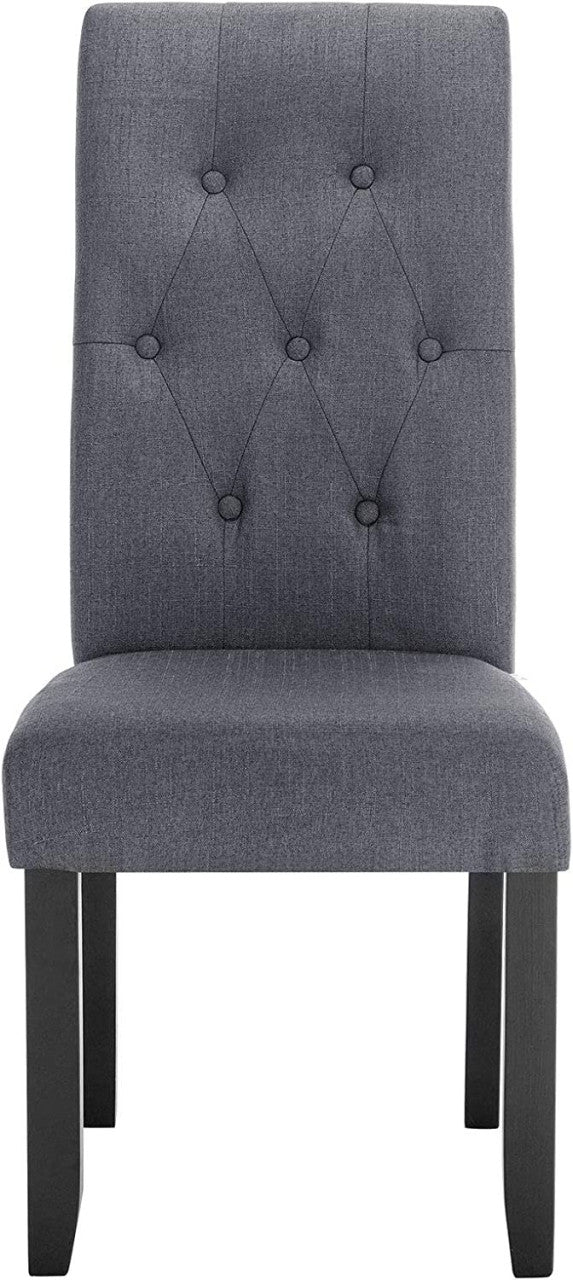 24goodz Set of 4 Dining Chairs - Sturdy Solid Wood Structure - Ergonomic Design - Linen and Solid Wood - Dark Grey - dgr