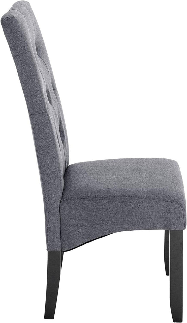 24goodz Set of 4 Dining Chairs - Sturdy Solid Wood Structure - Ergonomic Design - Linen and Solid Wood - Dark Grey - dgr
