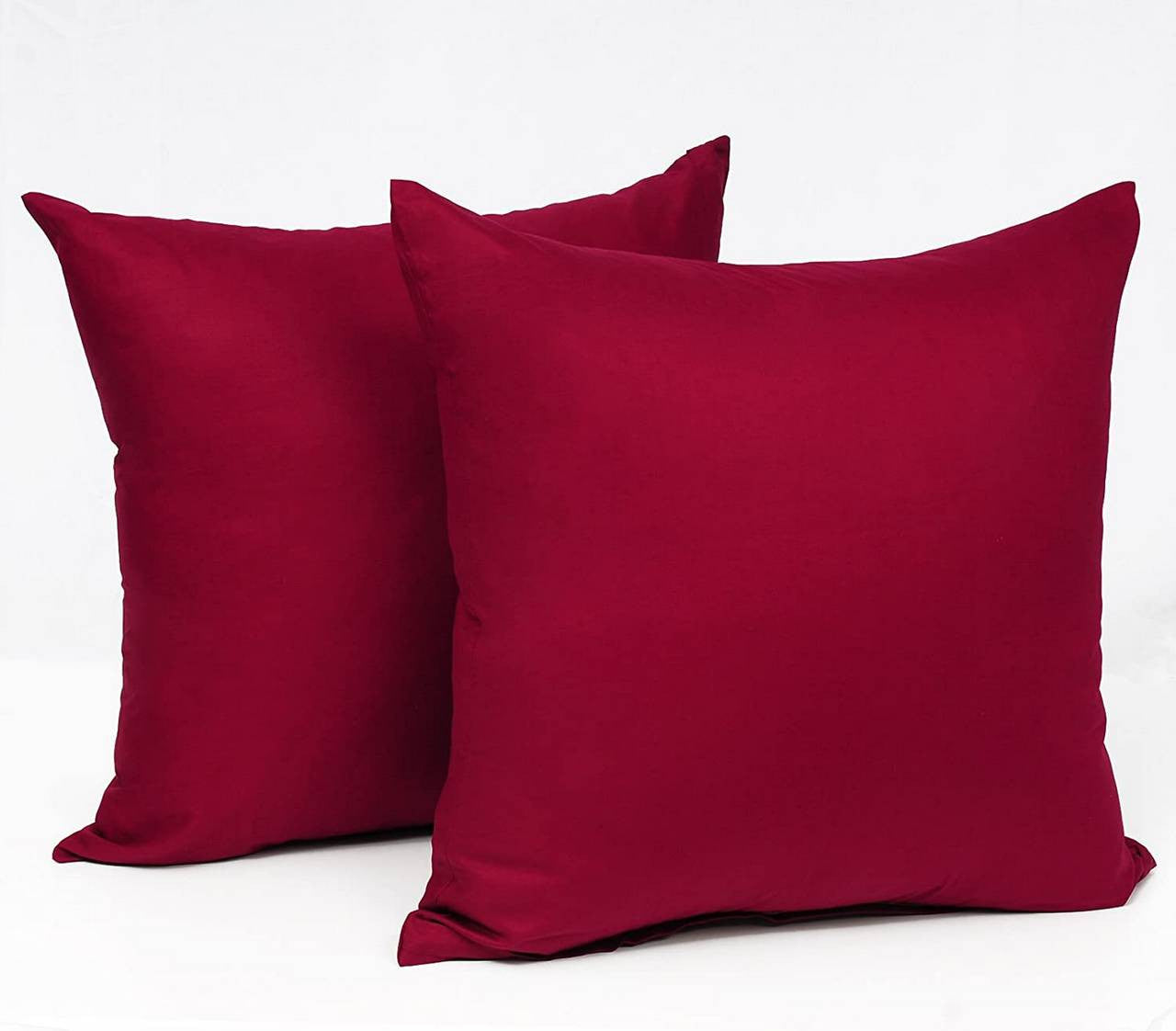 24goodz 4 x Cushion Covers - Soft and Breathable - 100% Mako Cotton - For Home Decor - Bordeaux 50x50cm - bd