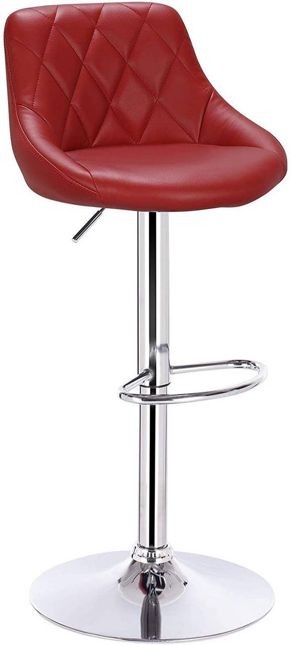 24goodz Adjustable Bar Stool Set - Ergonomic Comfort - Sturdy and Safe - Faux Leather - For Home and Bars - Bordeaux - bd