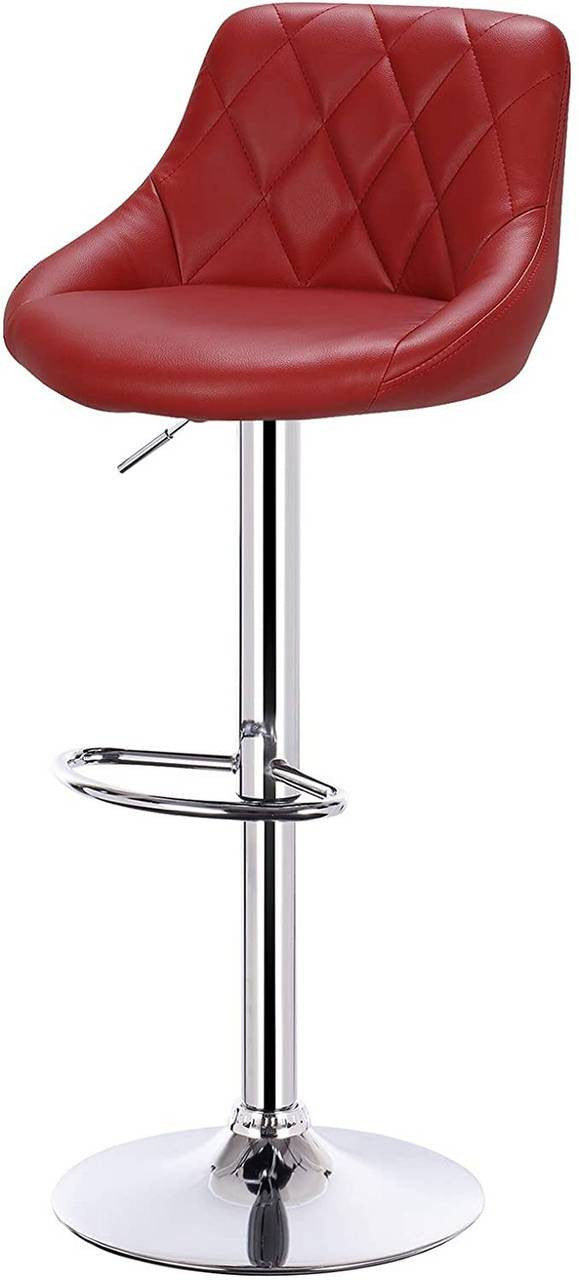 24goodz Adjustable Bar Stool Set - Ergonomic Comfort - Sturdy and Safe - Faux Leather - For Home and Bars - Bordeaux - bd