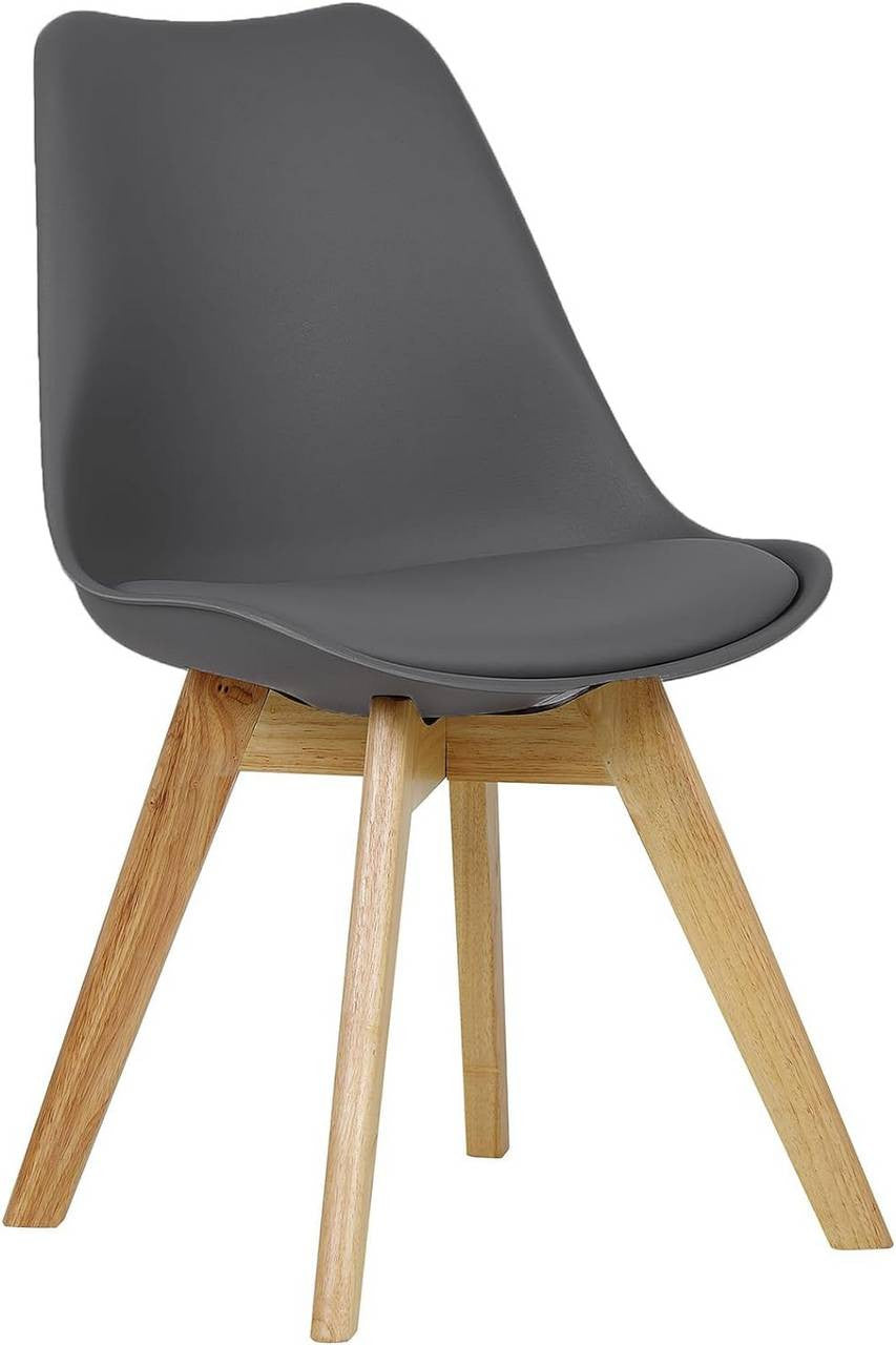 24goodz Dining Chair Set of 4 - Ergonomic Comfort - Sturdy & Stylish - Faux Leather & Solid Wood - Grey