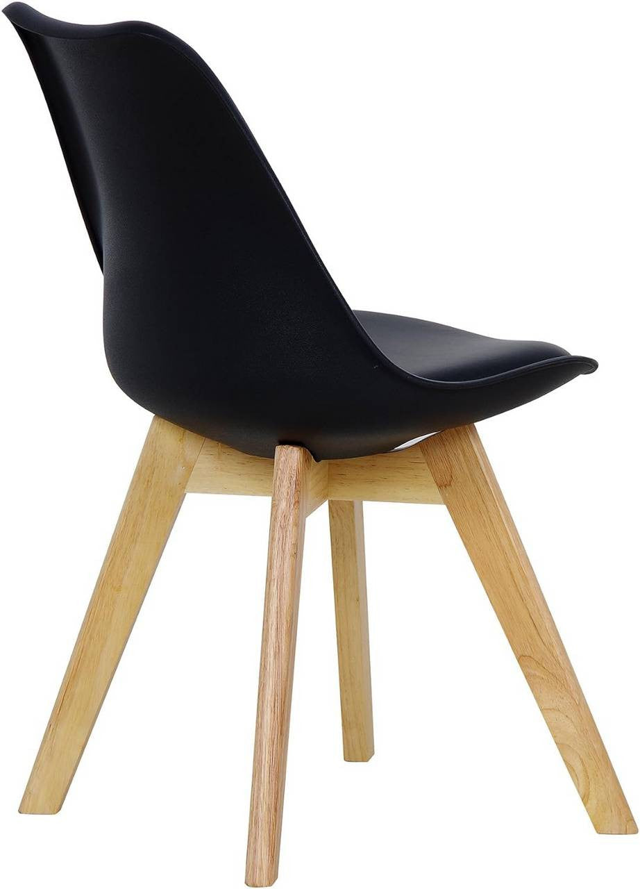 24goodz Set of 4 Dining Chairs - Ergonomic Comfort - Multifunctional Design - Faux Leather - Black - sz