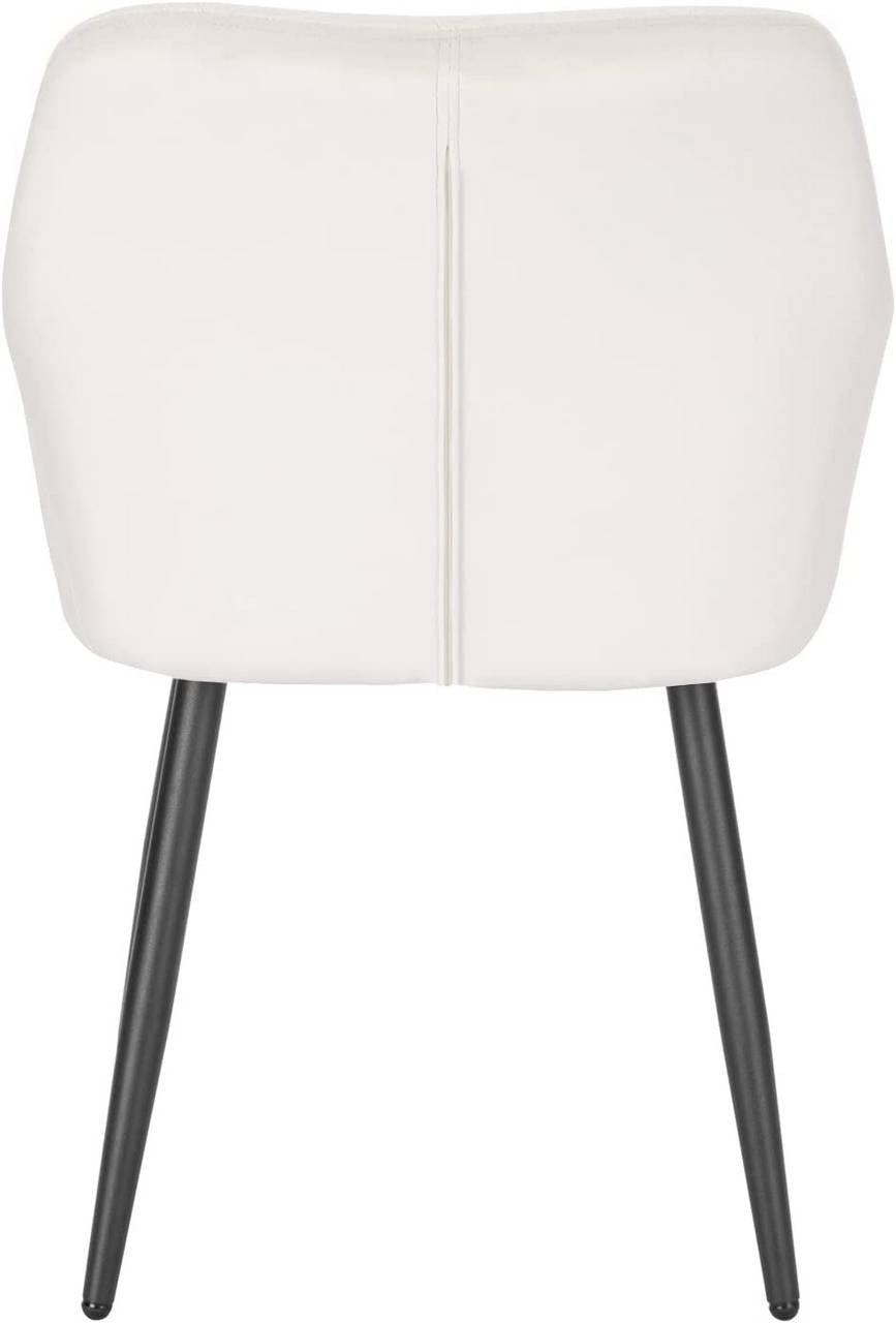24goodz Velvet Dining Chair Set of 4 - Ergonomic Comfort - Stylish and Versatile - Velvet + Metal - Cream White - cm