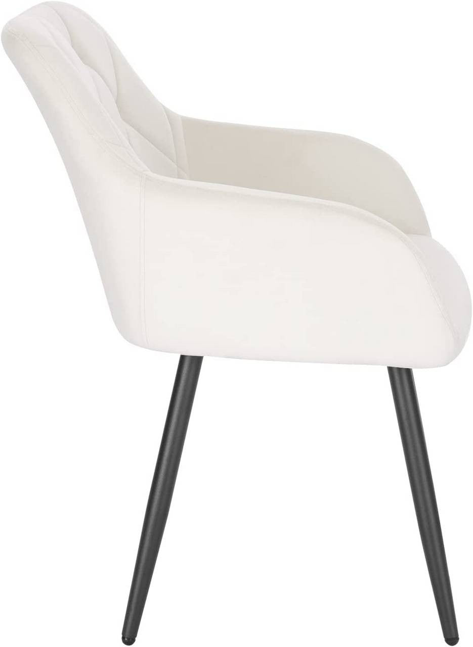 24goodz Velvet Dining Chair with Armrests - Ergonomic Comfort - Sturdy Metal Legs - Velvet - For Dining Rooms - Cream - cm