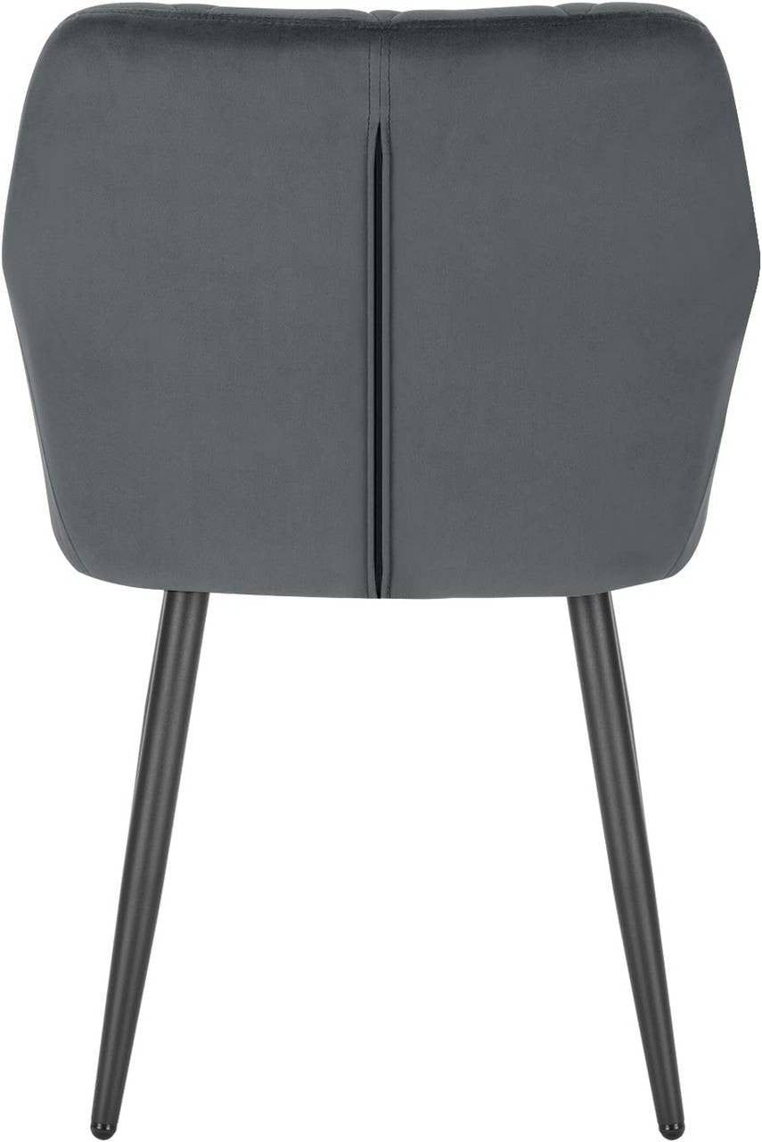 24goodz Velvet Dining Chair with Armrests - Ergonomic Comfort - Sturdy Metal Legs - Velvet - For Dining Rooms - Dark Grey - dgr