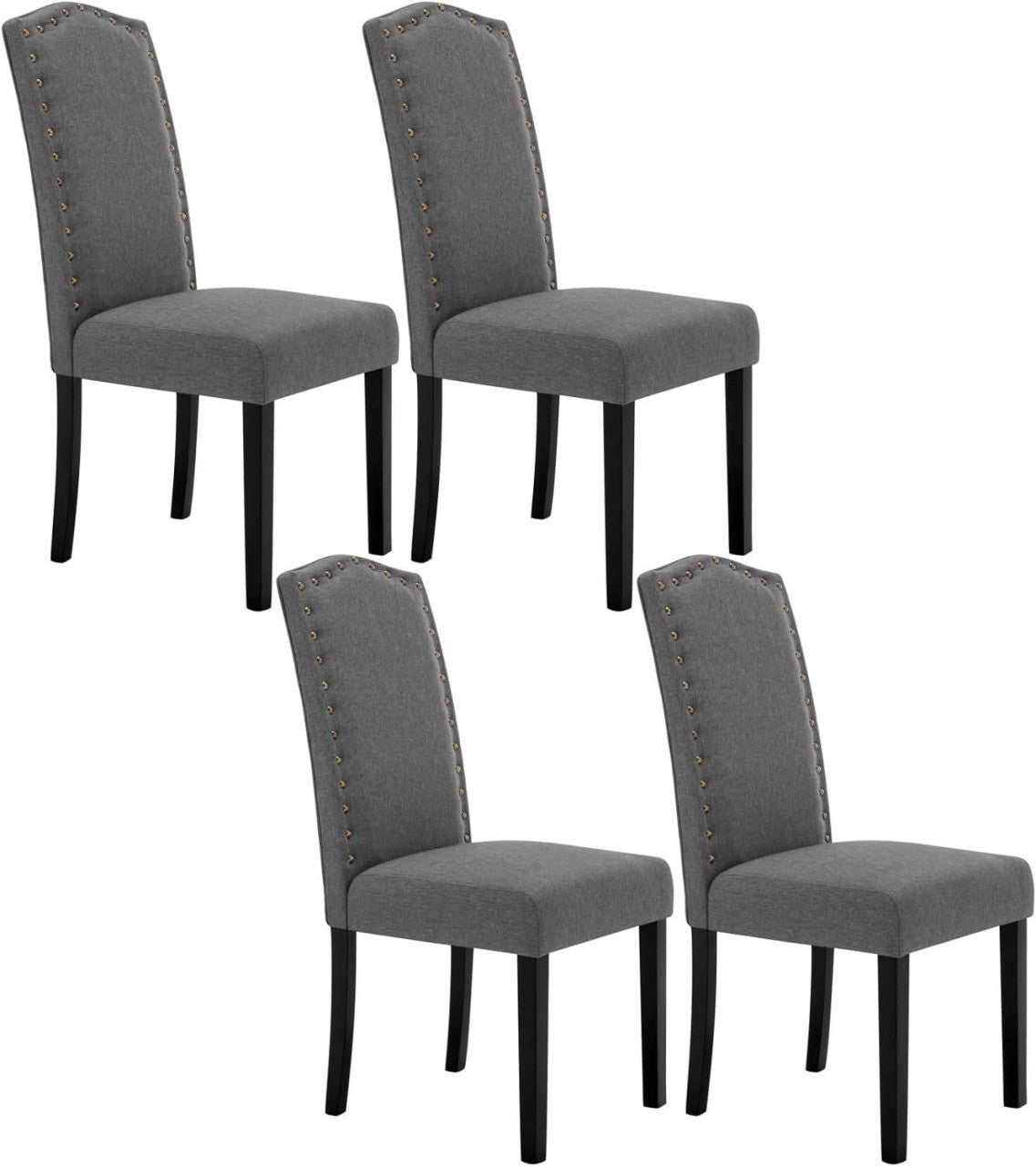 24goodz Ergonomic Dining Chairs - Comfortable High Back Support - Solid Wood Frame - For Home & Dining - Dark Grey