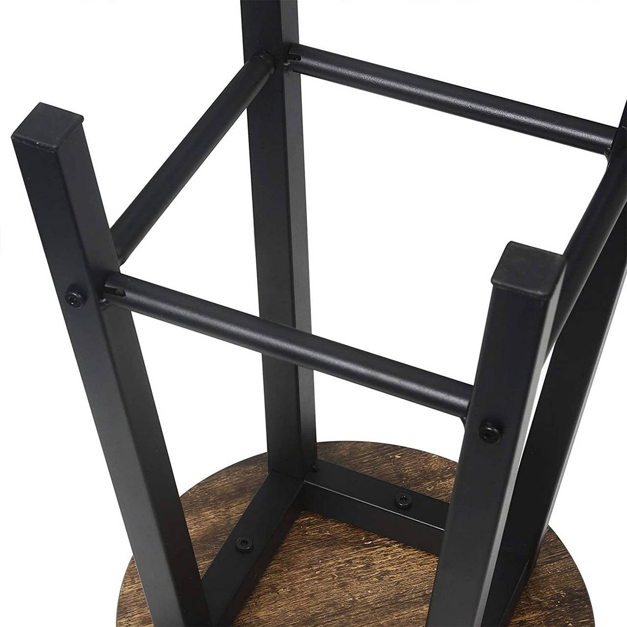 24goodz Set of 4 Industrial Dining Chairs - Durable Steel Frame - Space-Saving Design - Metal and Wood - For Home Use - Black - hov