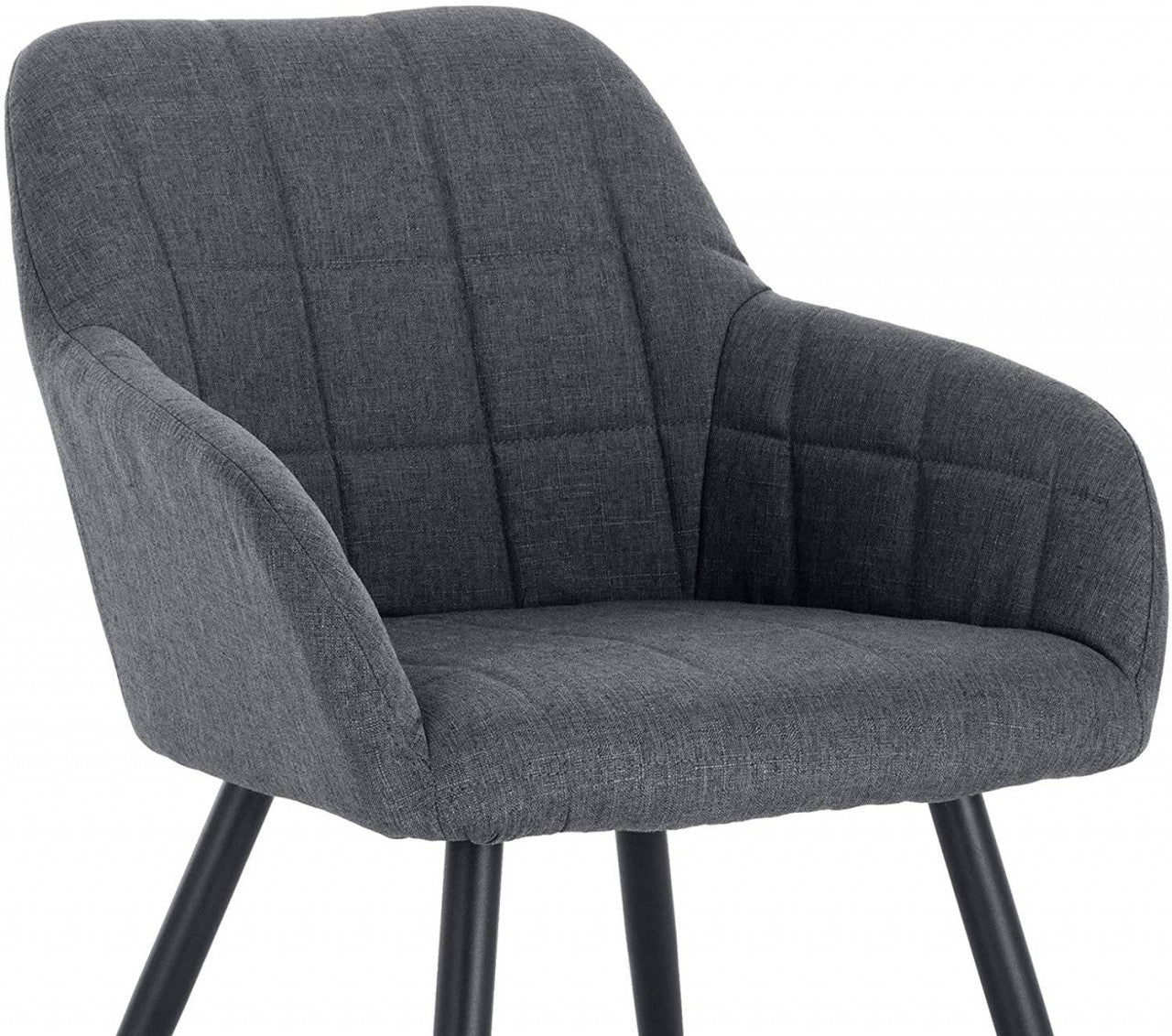 24goodz Dining Chair Set of 4 with Armrests - Ergonomic Comfort - Durable Linen and Metal - Dark Grey - dgr