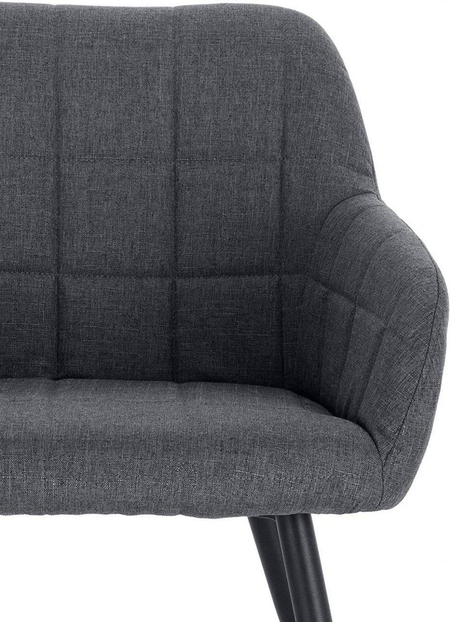 24goodz Dining Chair Set of 4 with Armrests - Ergonomic Comfort - Durable Linen and Metal - Dark Grey - dgr