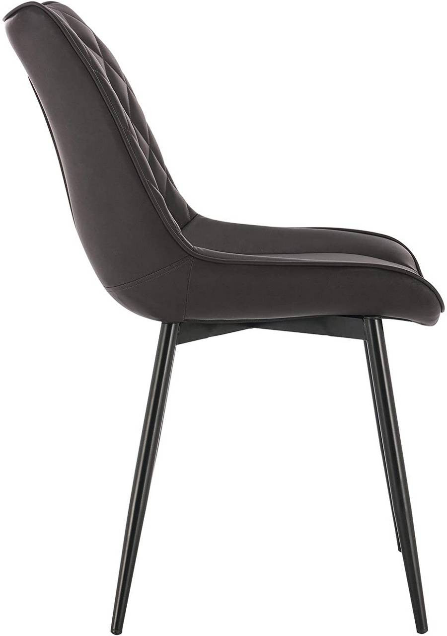 24goodz Dining Chair Set of 4 - Comfortable and Durable - Faux Leather and Metal - For Home Use - Anthracite