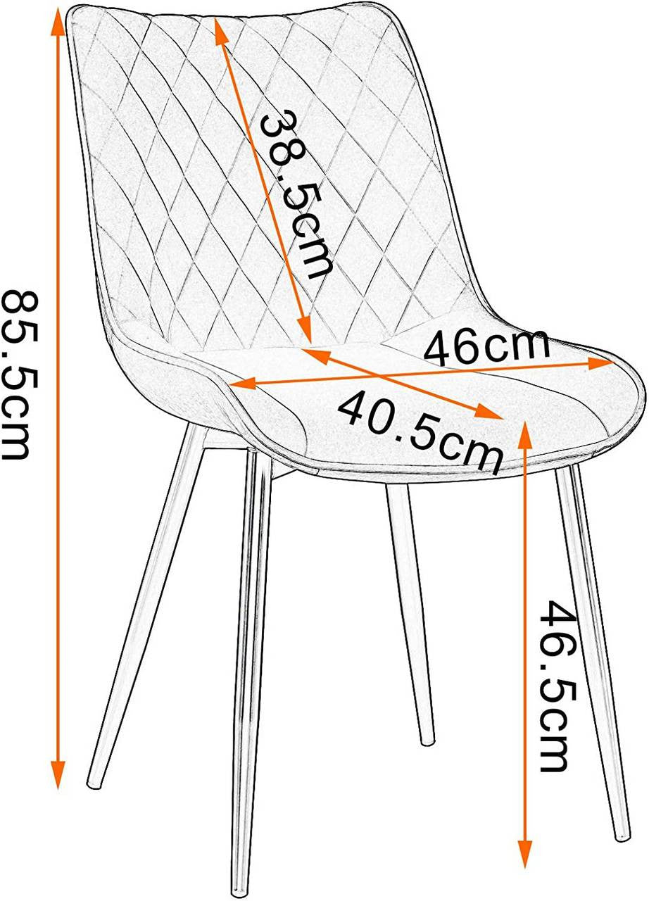24goodz Set of 4 Dining Chairs - Robust and Comfortable Design - Velvet and Metal - Light Grey - hgr