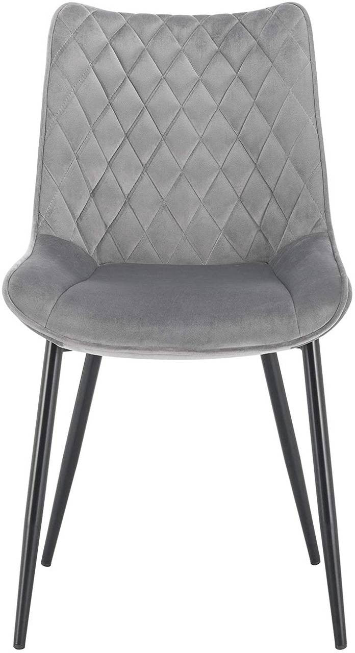 24goodz Set of 4 Dining Chairs - Robust and Comfortable Design - Velvet and Metal - Light Grey - hgr