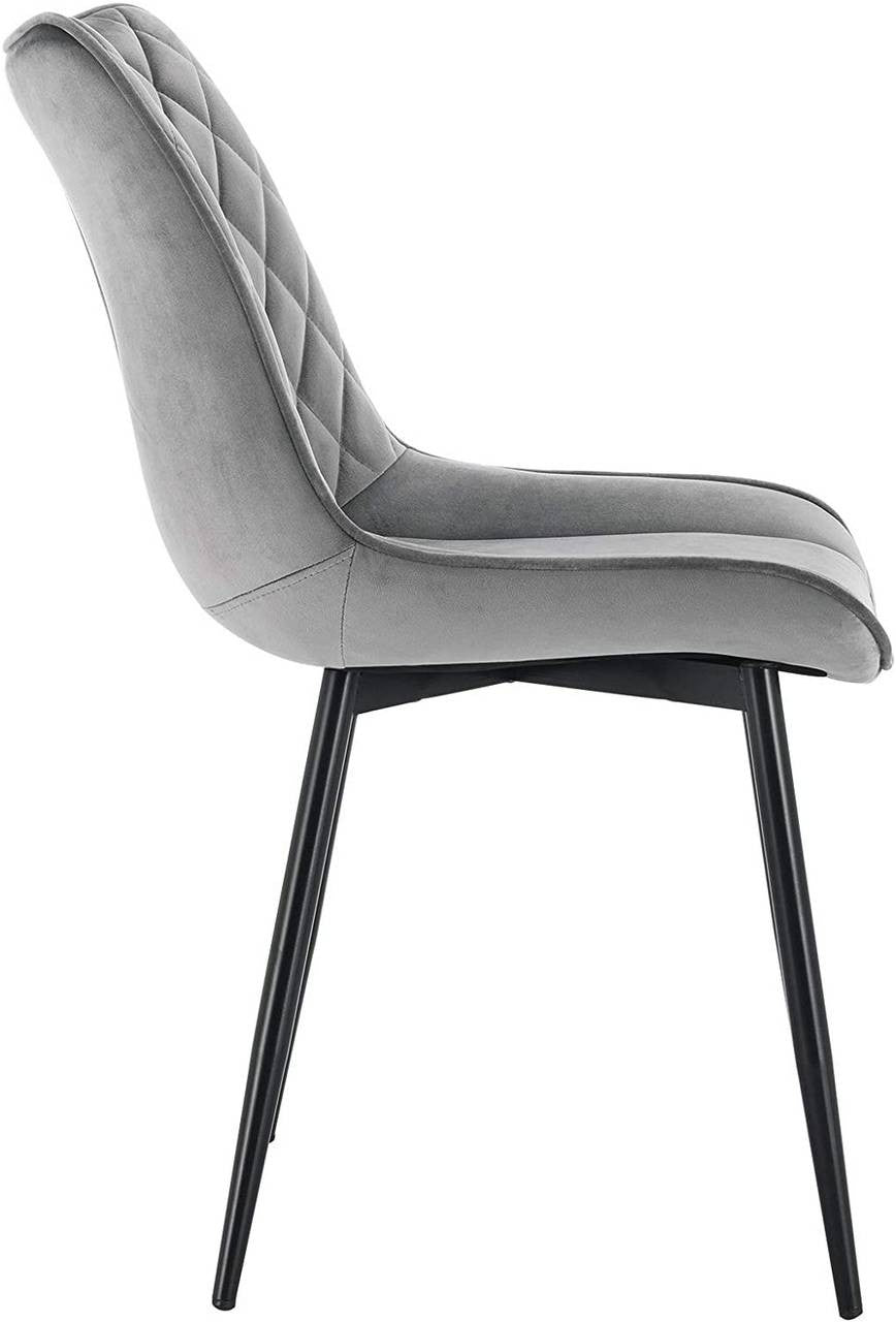 24goodz Set of 4 Dining Chairs - Robust and Comfortable Design - Velvet and Metal - Light Grey - hgr