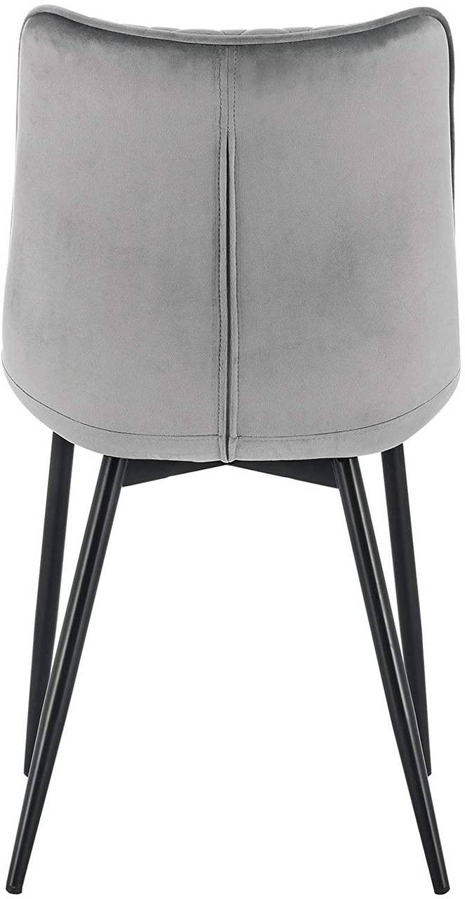 24goodz Set of 4 Dining Chairs - Robust and Comfortable Design - Velvet and Metal - Light Grey - hgr