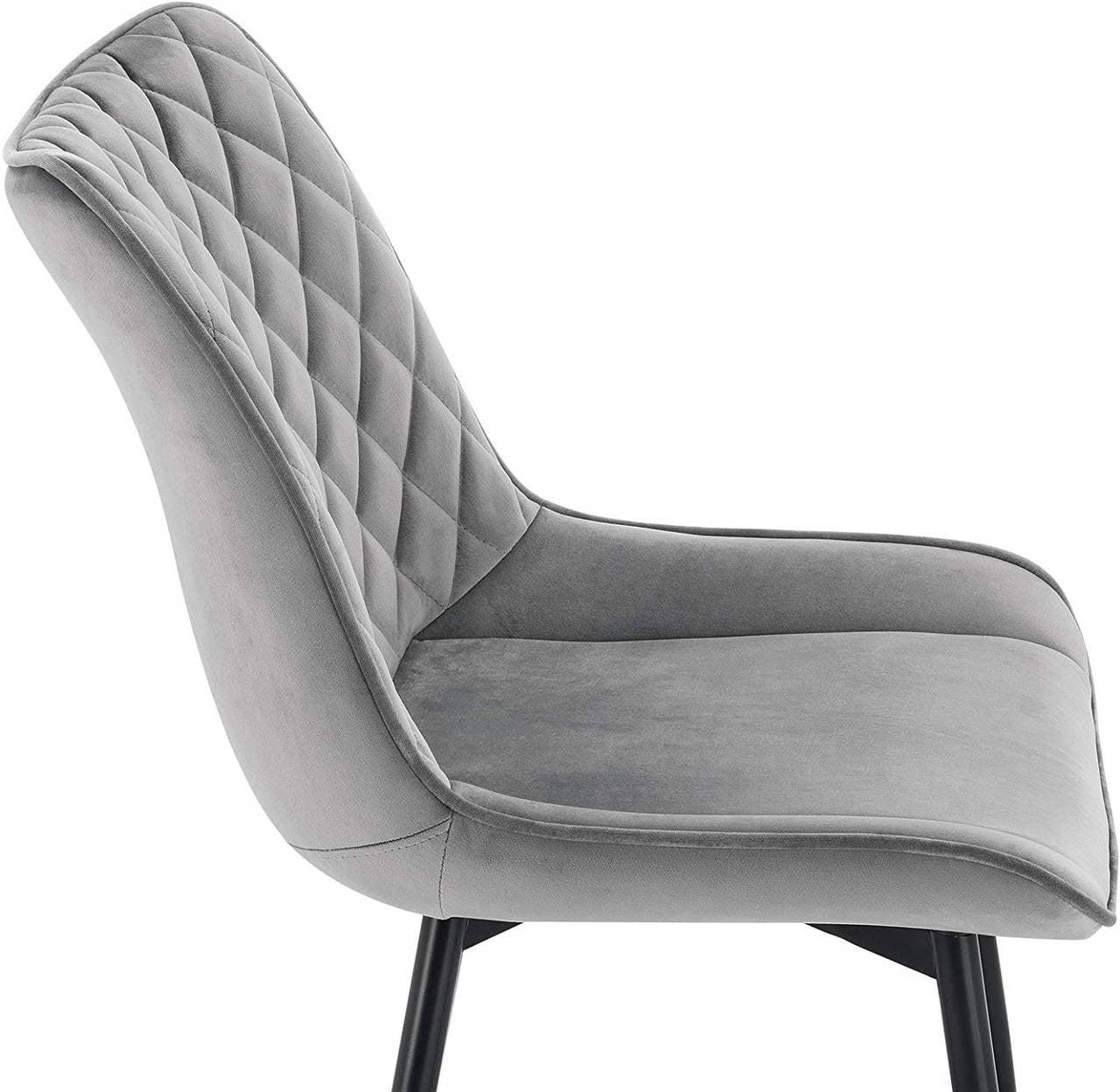 24goodz Set of 4 Dining Chairs - Robust and Comfortable Design - Velvet and Metal - Light Grey - hgr