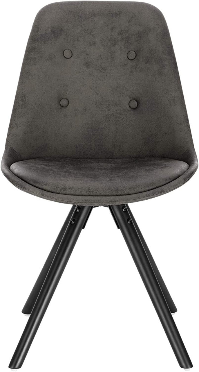 24goodz Set of 4 Dining Chairs - Ergonomic Comfort - Durable Solid Wood Frame - Fabric Upholstery - Grey Antique Leather Look