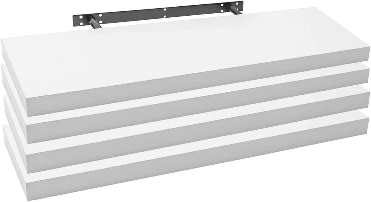 24goodz Set of 4 Floating Shelves - Stylish and Versatile - MDF - For Home and Office - White 100x22.9x3.8cm - ws
