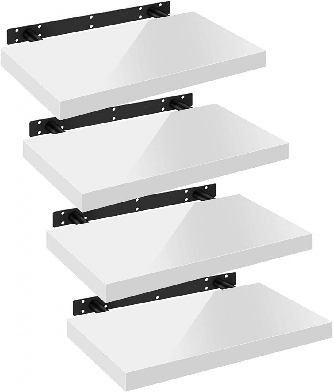 24goodz Set of 4 Floating Shelves - High-Quality MDF - Easy Installation - White - 40x22.9x3.8cm - ws