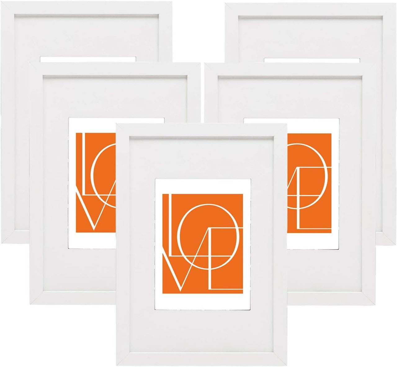 24goodz Set of 5 Photo Frames - High-Quality MDF - Versatile Display Options - MDF - For Home Decor - White - ws