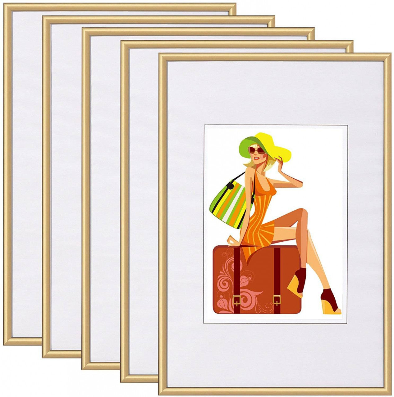 24goodz Set of 5 Photo Frames - Scratch-Resistant Glass - Easy to Change Photos - MDF Backing - For Home Decor - Black/White/Gold/Bronze/Steel - gd