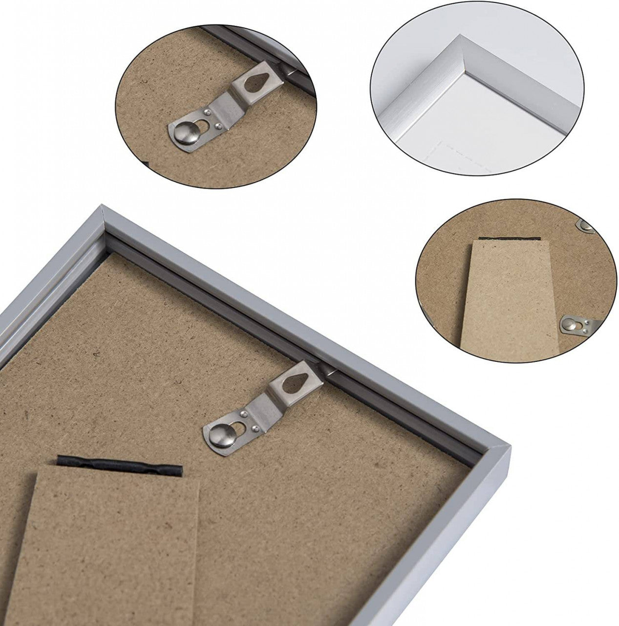 24goodz Set of 5 Photo Frames - Scratch and Moisture Resistant - MDF and Glass - For Home Decor - Black/Silver - sb