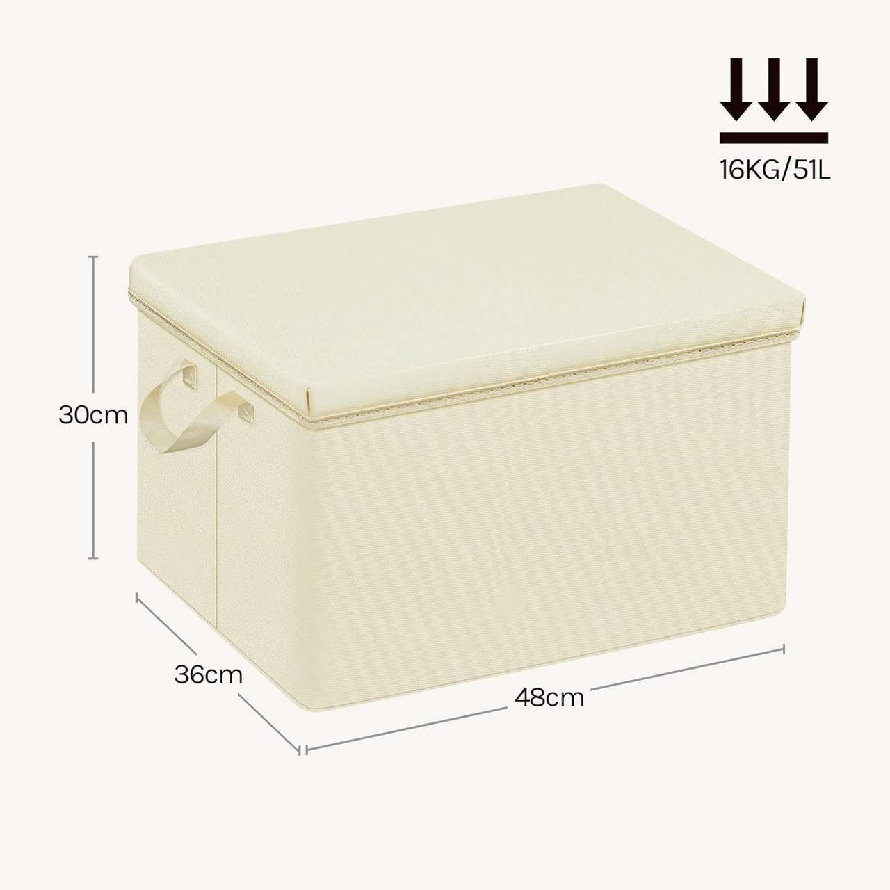 24goodz Set of 6 Storage Boxes with Lids - Versatile and Stylish - High-Quality Polyester - For Home Organization - Cream