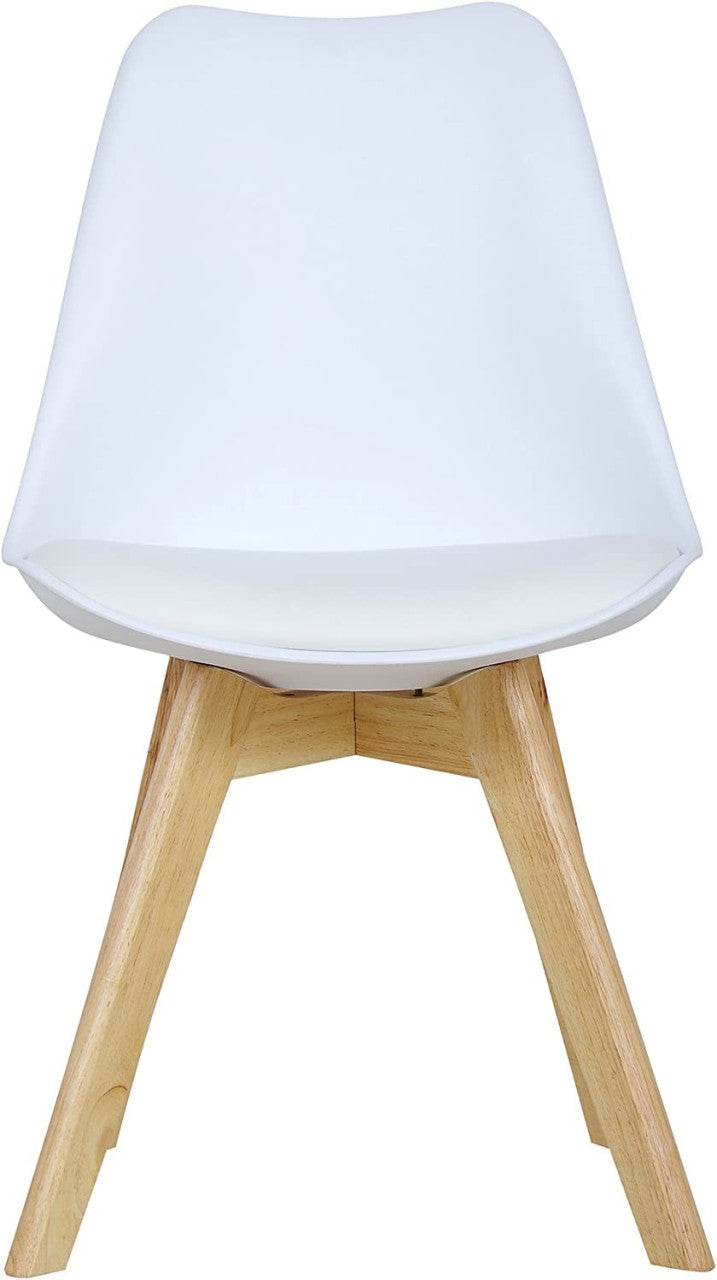 24goodz Set of 6 Dining Chairs - Ergonomic Comfort - Durable Design - PU Leather and Solid Wood - White - ws