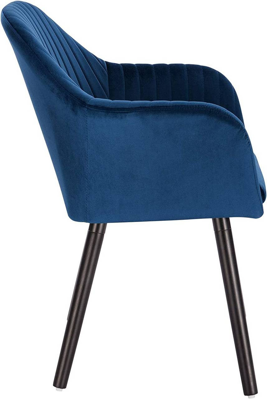 24goodz Upholstered Dining Chairs Set of 6 - Ergonomic Support - Durable Velvet & Solid Wood - For Dining Rooms & Kitchens - Blue
