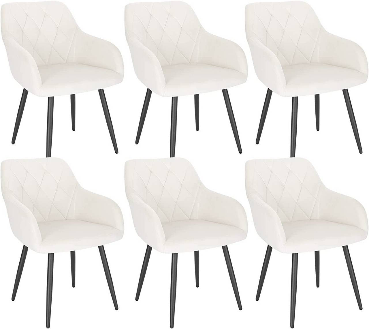 24goodz Velvet Dining Chair with Armrests - Ergonomic Comfort - Sturdy Metal Legs - Velvet - For Dining Rooms - Cream - cm