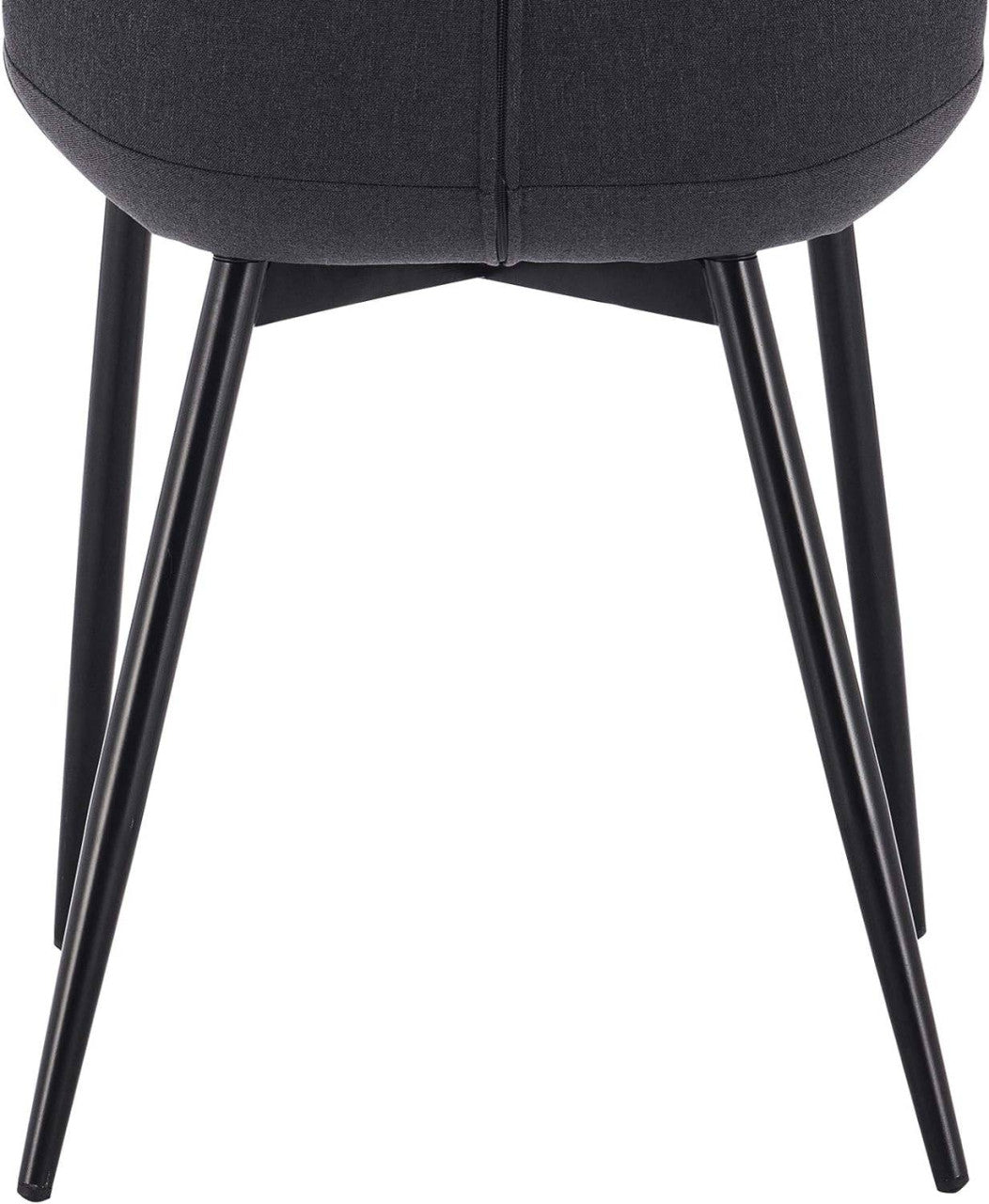 24goodz Set of 6 Dining Chairs with Backrest - Comfortable Linen Upholstery - Sturdy Metal Frame - For Dining Rooms - Dark Grey