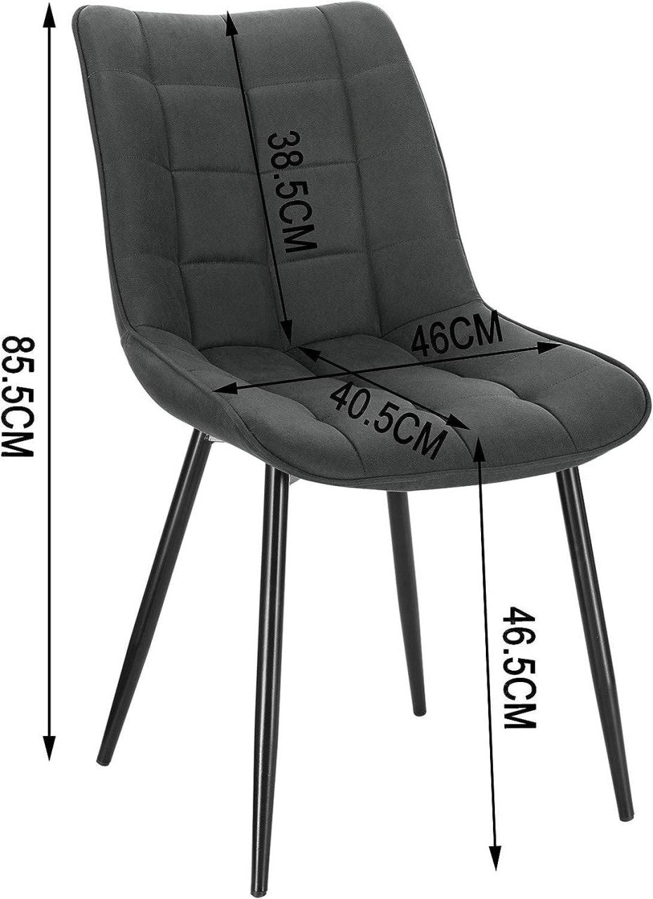 24goodz Set of 6 Dining Chairs with Backrest - Comfortable and Ergonomic Design - Metal Frame - For Home Dining - Anthracite