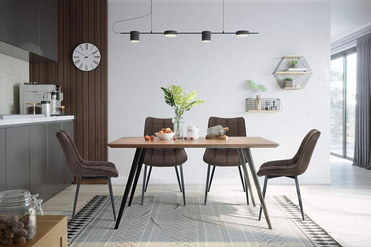 24goodz Set of 6 Dining Chairs with Backrest - Comfortable and Durable - Leathaire Fabric - For Home Use - Dark Brown