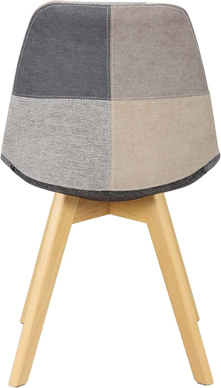 24goodz Set of 6 Dining Chairs - Ergonomic Comfort - Stylish Patchwork Design - PP and Solid Wood - For Dining and Living Rooms - Multicolour - pw