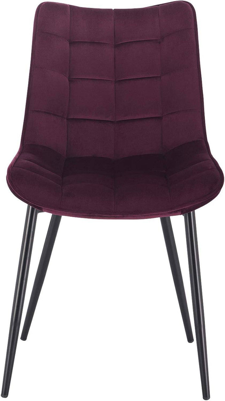 24goodz Set of 8 Dining Chairs with Backrest - Durable Velvet Upholstery - Ergonomic Comfort - Metal Legs - Burgundy